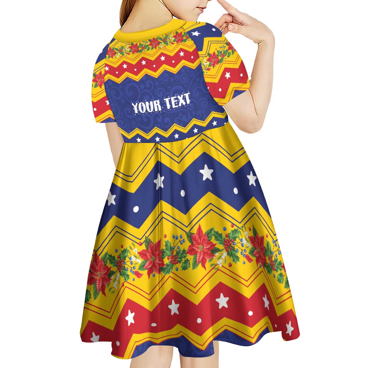 Personalized Venezuela Christmas Kid Short Sleeve Dress Feliz Navidad - Wonder Print Shop