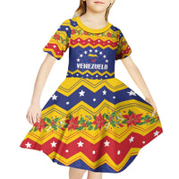 Personalized Venezuela Christmas Kid Short Sleeve Dress Feliz Navidad - Wonder Print Shop