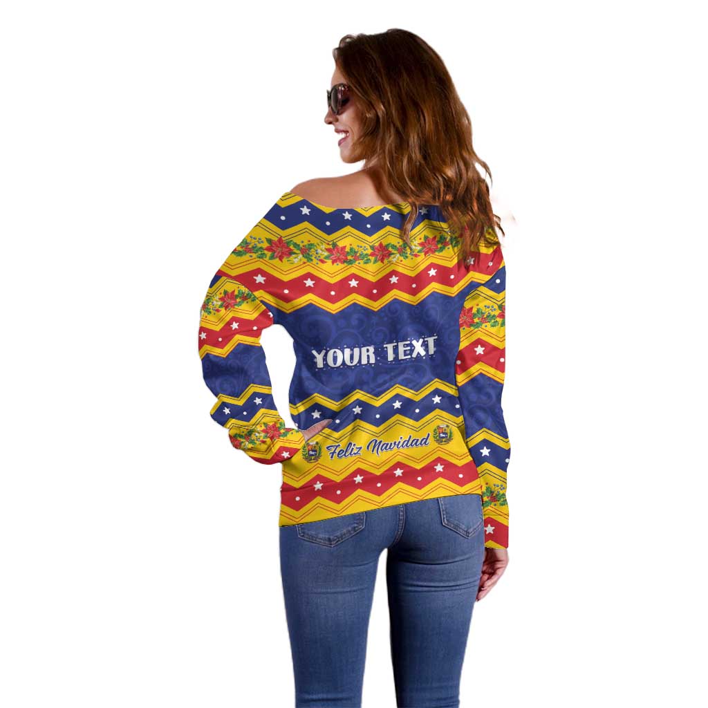 Personalized Venezuela Christmas Off Shoulder Sweater Feliz Navidad - Wonder Print Shop