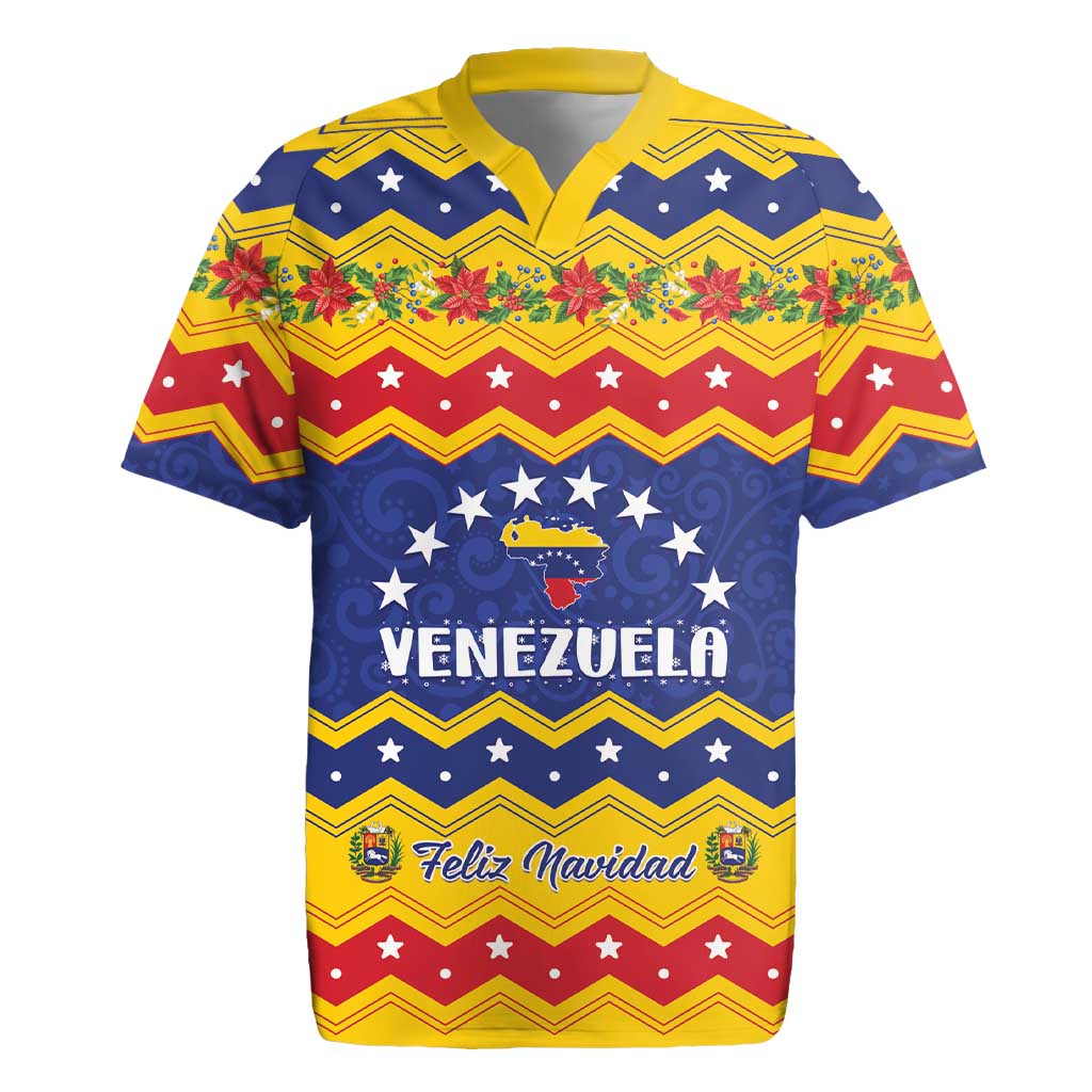 Personalized Venezuela Christmas Rugby Jersey Feliz Navidad - Wonder Print Shop