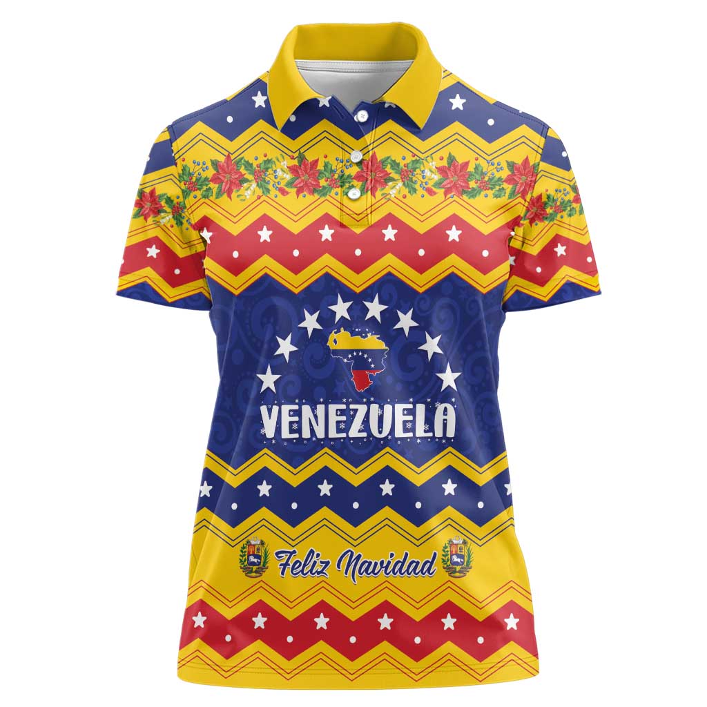 Personalized Venezuela Christmas Women Polo Shirt Feliz Navidad - Wonder Print Shop