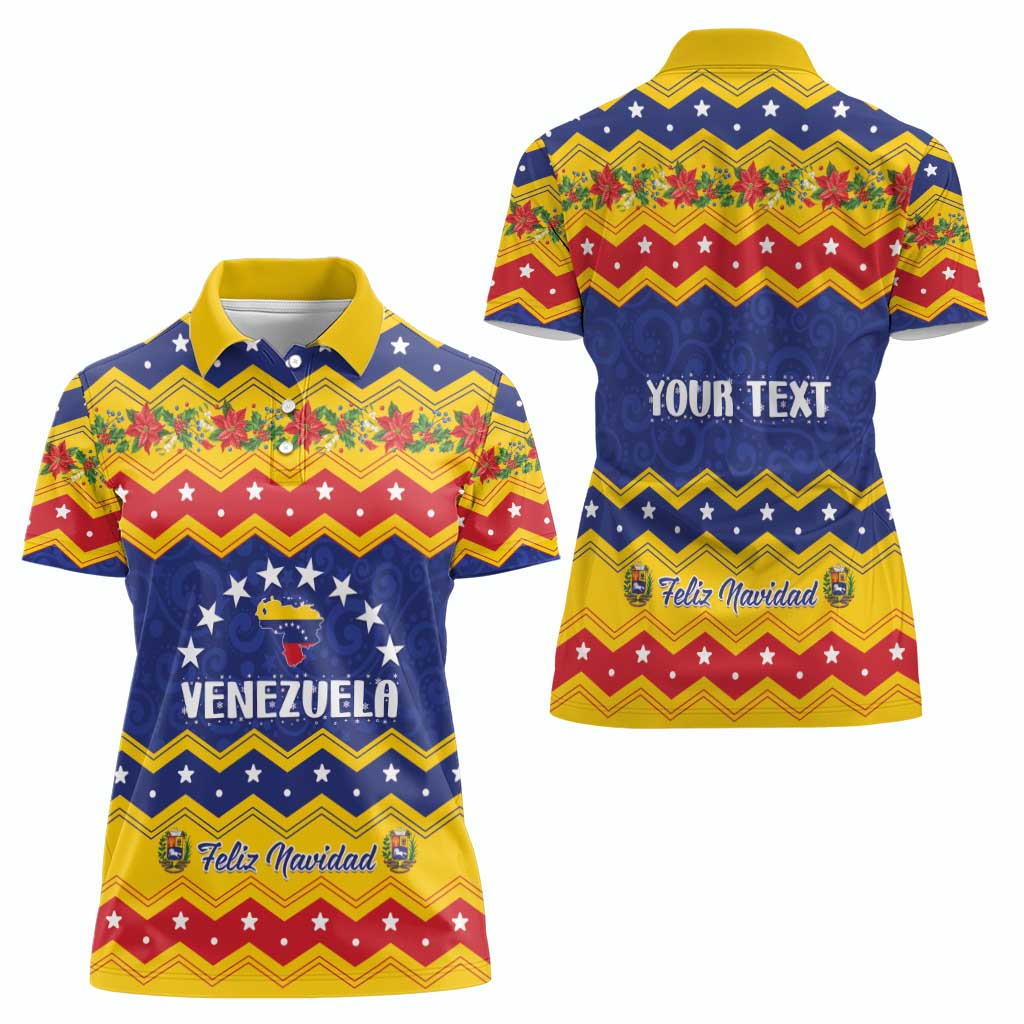 Personalized Venezuela Christmas Women Polo Shirt Feliz Navidad - Wonder Print Shop
