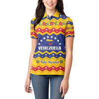 Personalized Venezuela Christmas Women Polo Shirt Feliz Navidad - Wonder Print Shop