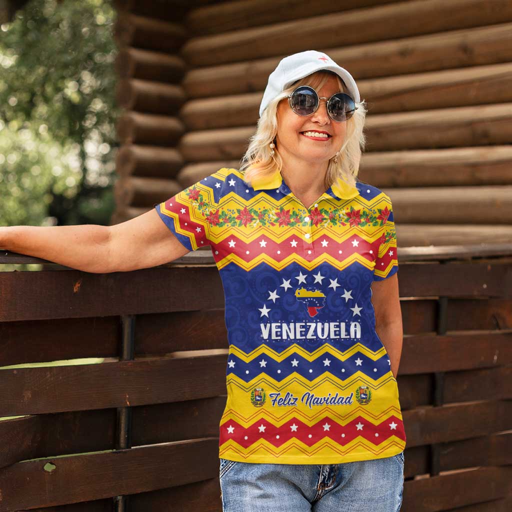 Personalized Venezuela Christmas Women Polo Shirt Feliz Navidad - Wonder Print Shop