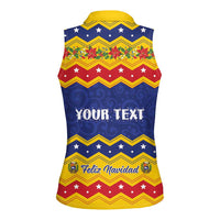 Personalized Venezuela Christmas Women Sleeveless Polo Shirt Feliz Navidad - Wonder Print Shop
