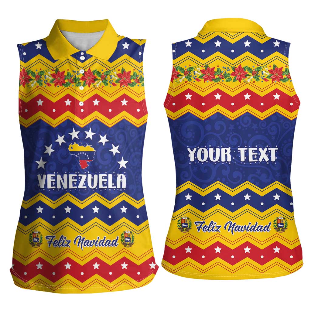 Personalized Venezuela Christmas Women Sleeveless Polo Shirt Feliz Navidad - Wonder Print Shop