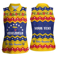 Personalized Venezuela Christmas Women Sleeveless Polo Shirt Feliz Navidad - Wonder Print Shop