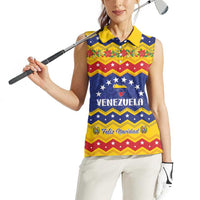 Personalized Venezuela Christmas Women Sleeveless Polo Shirt Feliz Navidad - Wonder Print Shop