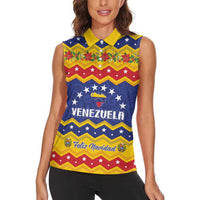 Personalized Venezuela Christmas Women Sleeveless Polo Shirt Feliz Navidad - Wonder Print Shop