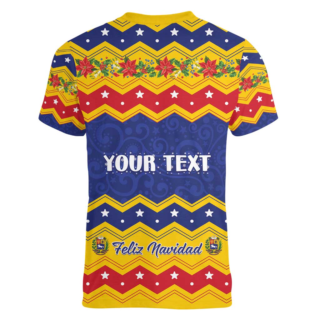 Personalized Venezuela Christmas Women V-Neck T-Shirt Feliz Navidad - Wonder Print Shop