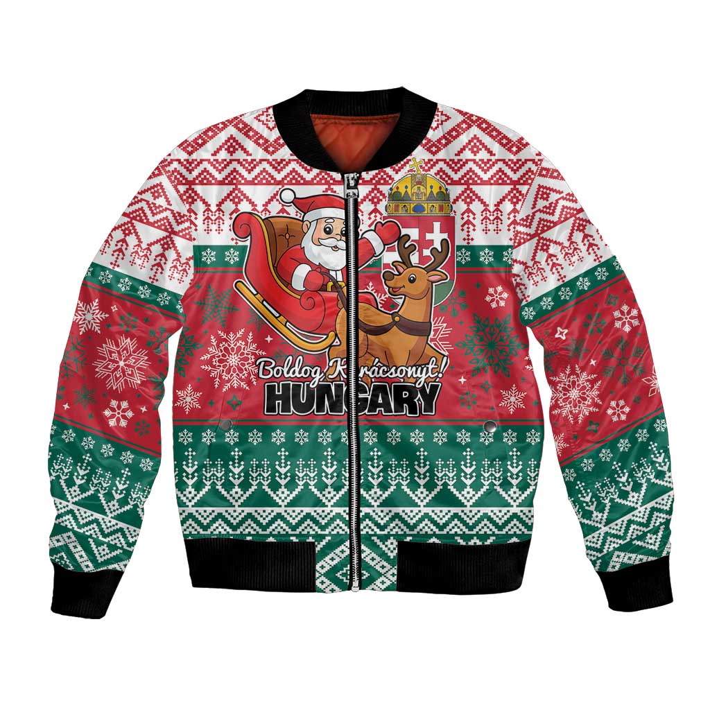 Personalized Hungary Christmas Bomber Jacket Magyarorszag Boldog Karacsonyt - Wonder Print Shop
