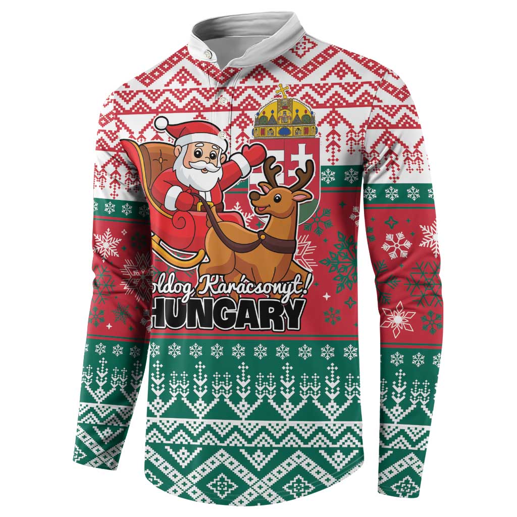 Personalized Hungary Christmas Button Sweatshirt Magyarorszag Boldog Karacsonyt - Wonder Print Shop