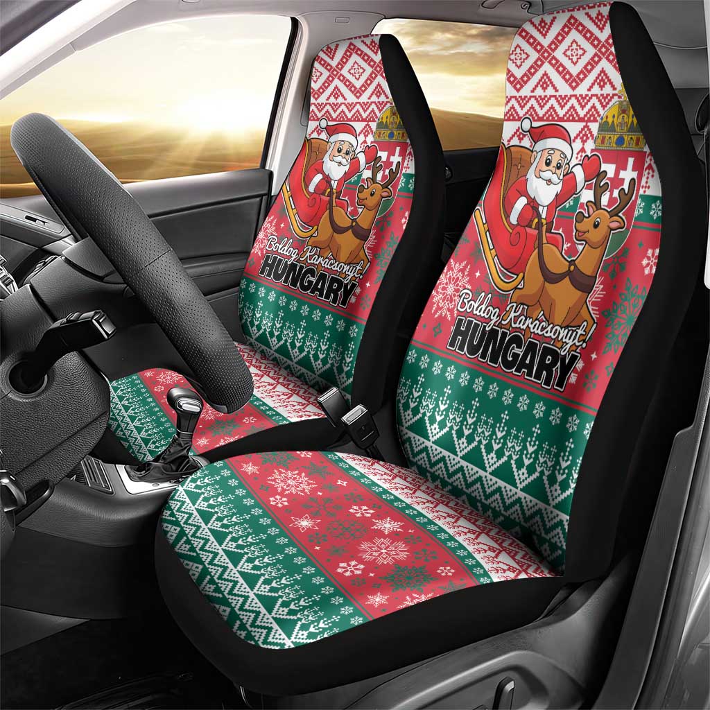 Hungary Christmas Car Seat Cover Magyarorszag Boldog Karacsonyt - Wonder Print Shop