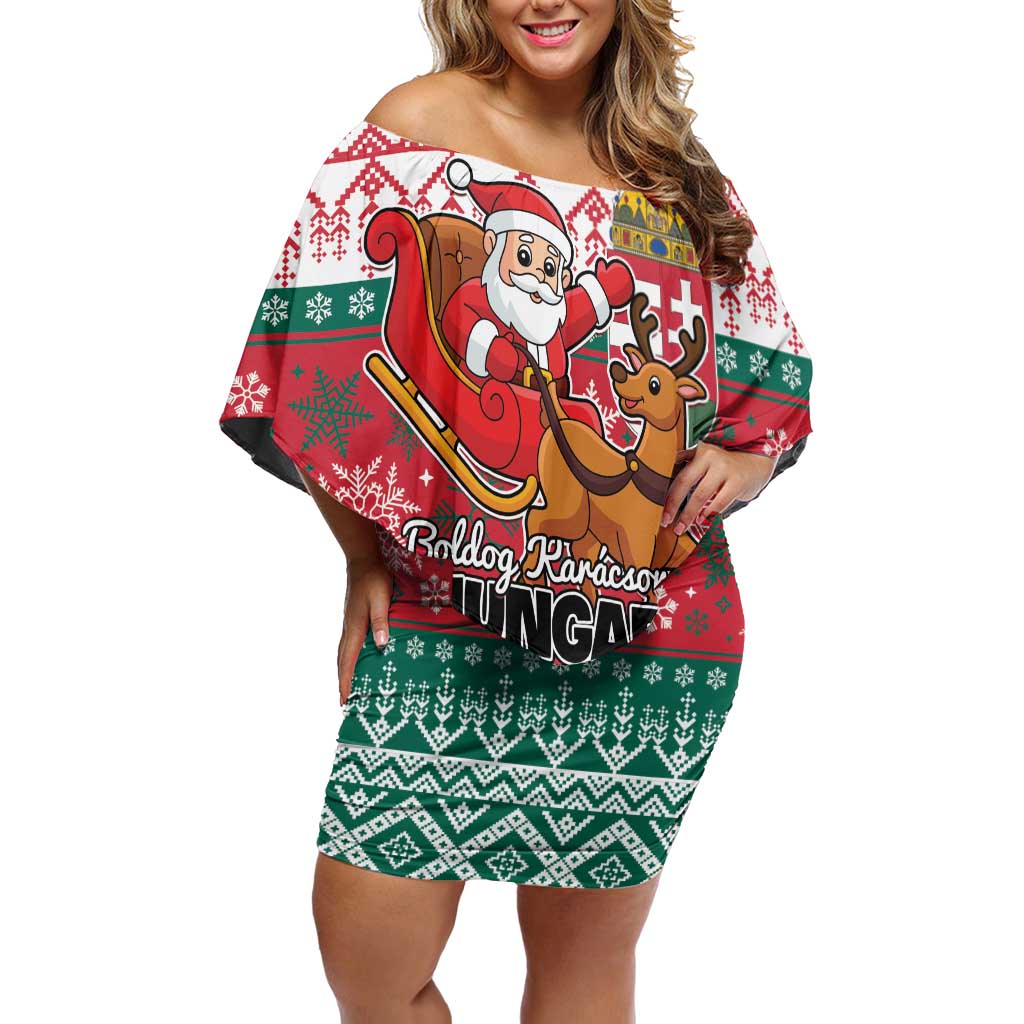Personalized Hungary Christmas Family Matching Off Shoulder Short Dress and Hawaiian Shirt Magyarorszag Boldog Karacsonyt - Wonder Print Shop