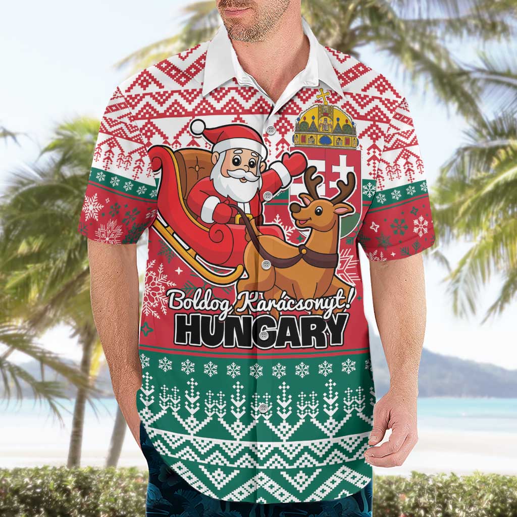 Personalized Hungary Christmas Hawaiian Shirt Magyarorszag Boldog Karacsonyt - Wonder Print Shop