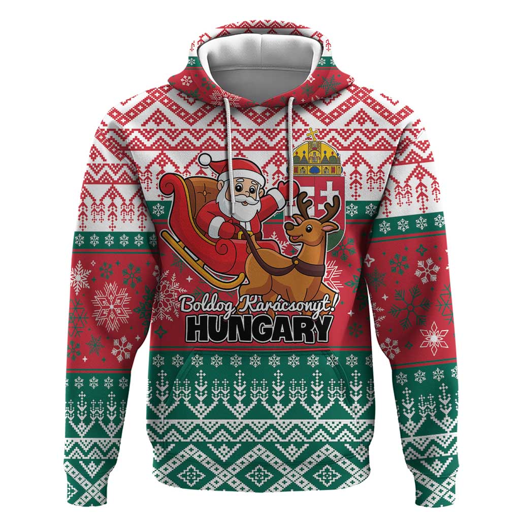 Personalized Hungary Christmas Hoodie Magyarorszag Boldog Karacsonyt - Wonder Print Shop