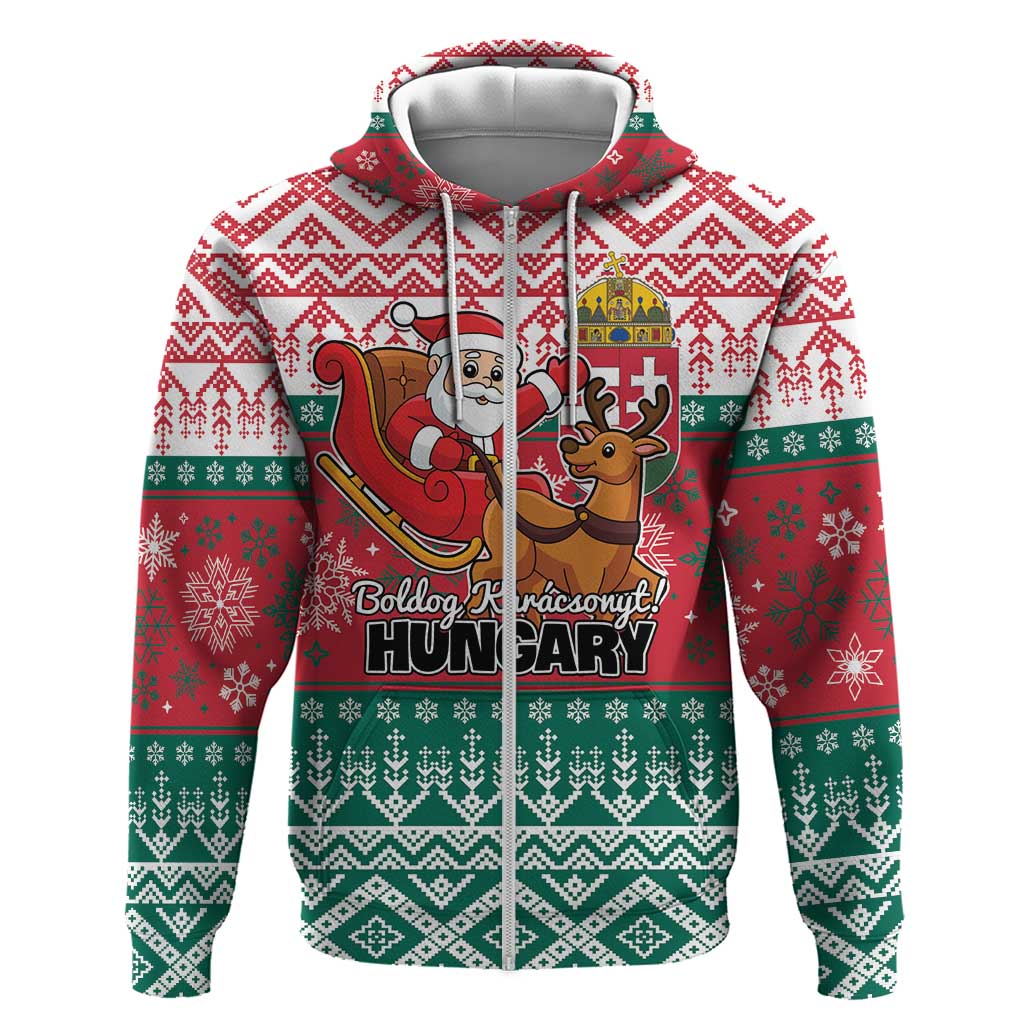 Personalized Hungary Christmas Hoodie Magyarorszag Boldog Karacsonyt - Wonder Print Shop