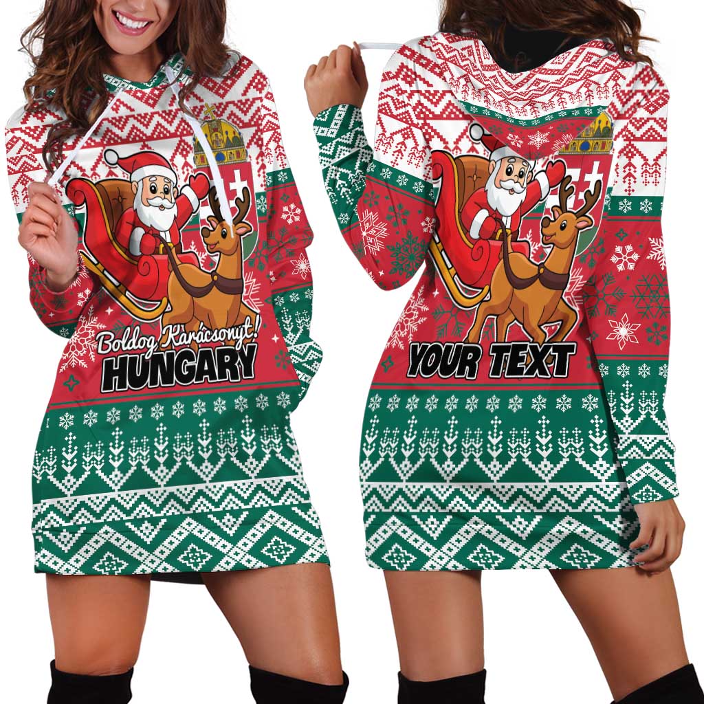 Personalized Hungary Christmas Hoodie Dress Magyarorszag Boldog Karacsonyt - Wonder Print Shop