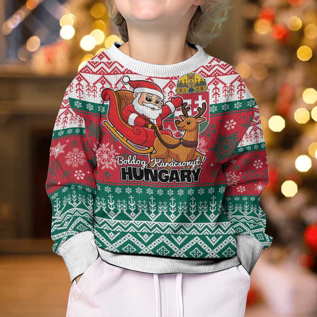 Hungary Christmas Kid Ugly Christmas Sweater Magyarorszag Boldog Karacsonyt - Wonder Print Shop