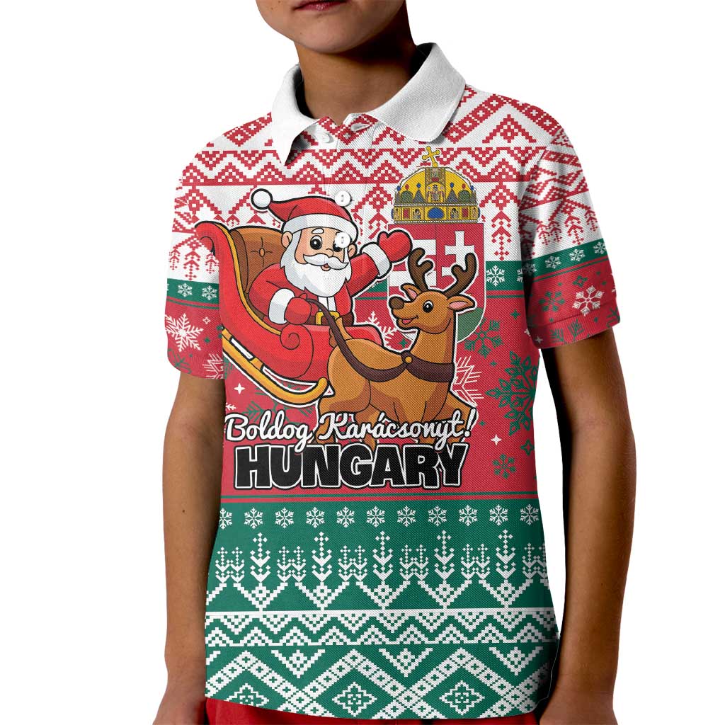 Personalized Hungary Christmas Kid Polo Shirt Magyarorszag Boldog Karacsonyt - Wonder Print Shop