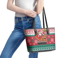 Hungary Christmas Leather Tote Bag Magyarorszag Boldog Karacsonyt - Wonder Print Shop