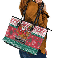 Hungary Christmas Leather Tote Bag Magyarorszag Boldog Karacsonyt - Wonder Print Shop