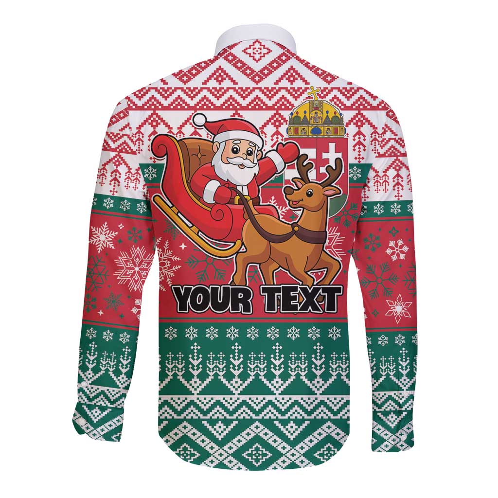 Personalized Hungary Christmas Long Sleeve Button Shirt Magyarorszag Boldog Karacsonyt - Wonder Print Shop
