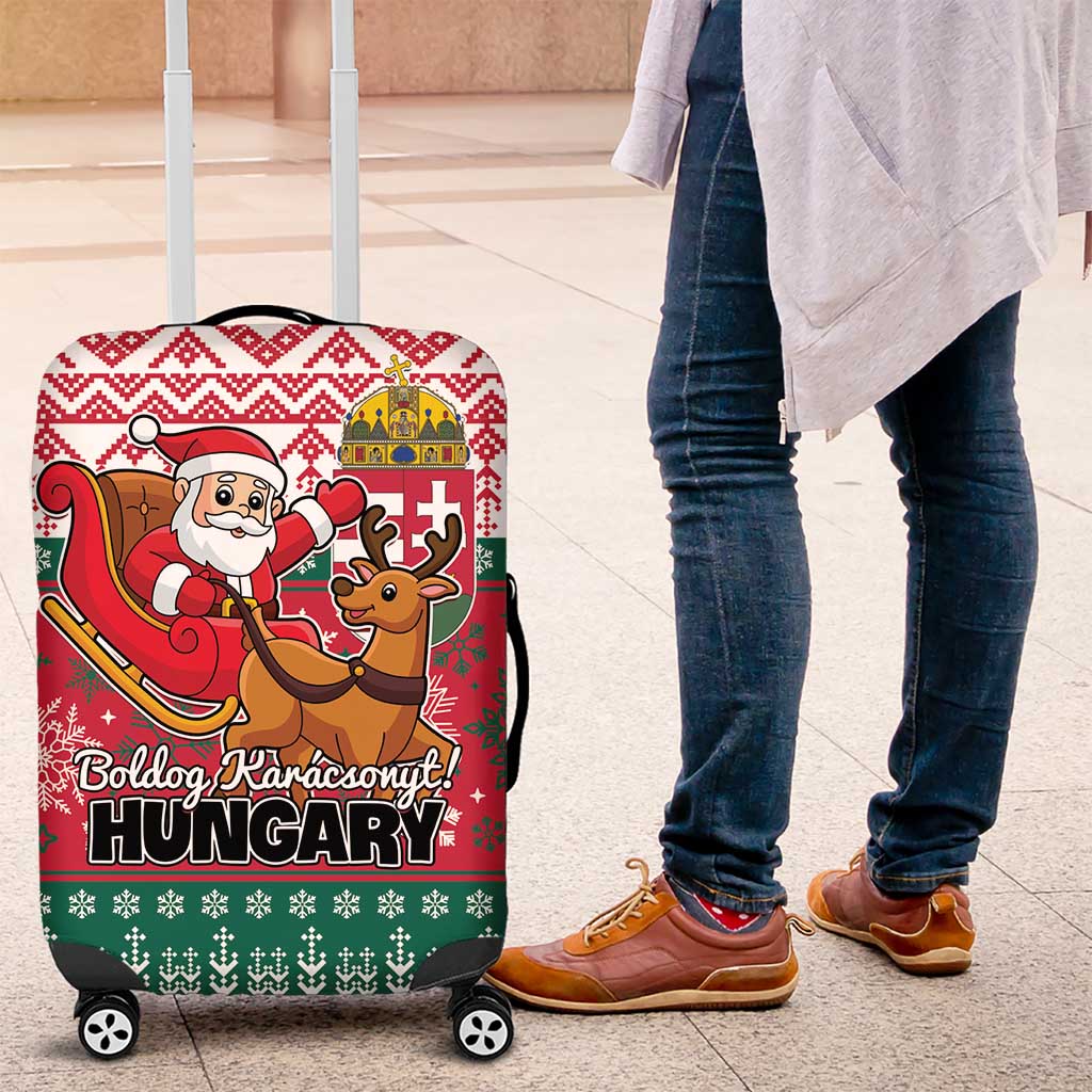 Hungary Christmas Luggage Cover Magyarorszag Boldog Karacsonyt - Wonder Print Shop