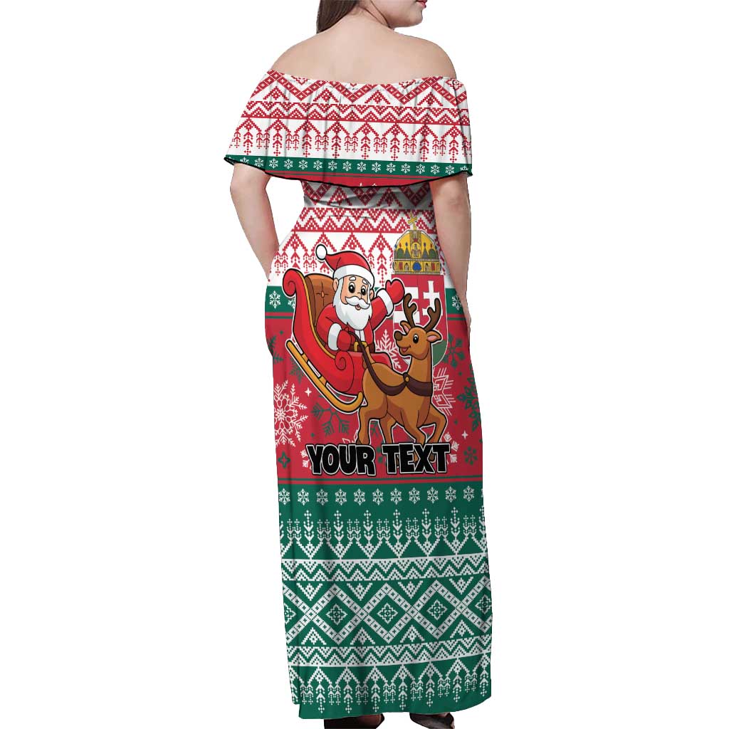 Personalized Hungary Christmas Off Shoulder Maxi Dress Magyarorszag Boldog Karacsonyt - Wonder Print Shop