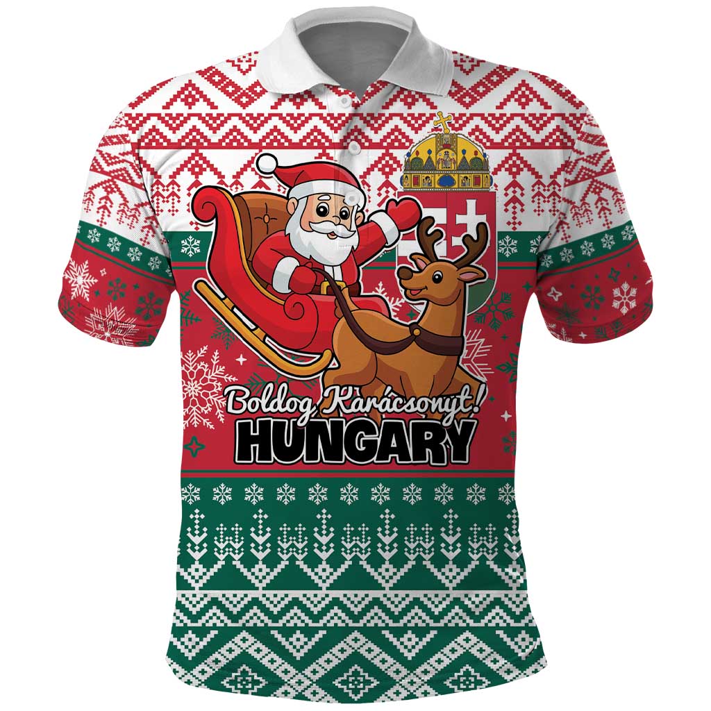 Personalized Hungary Christmas Polo Shirt Magyarorszag Boldog Karacsonyt - Wonder Print Shop