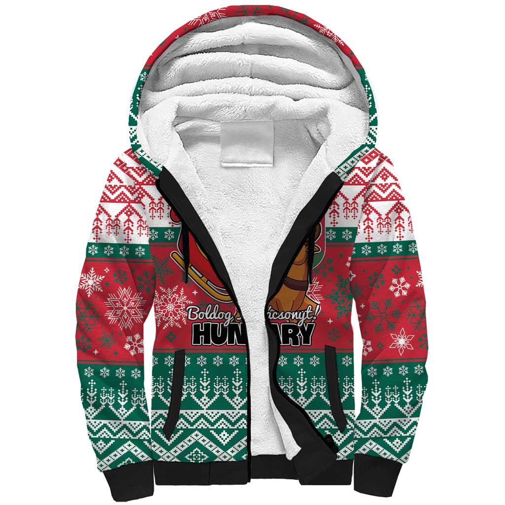 Personalized Hungary Christmas Sherpa Hoodie Magyarorszag Boldog Karacsonyt - Wonder Print Shop
