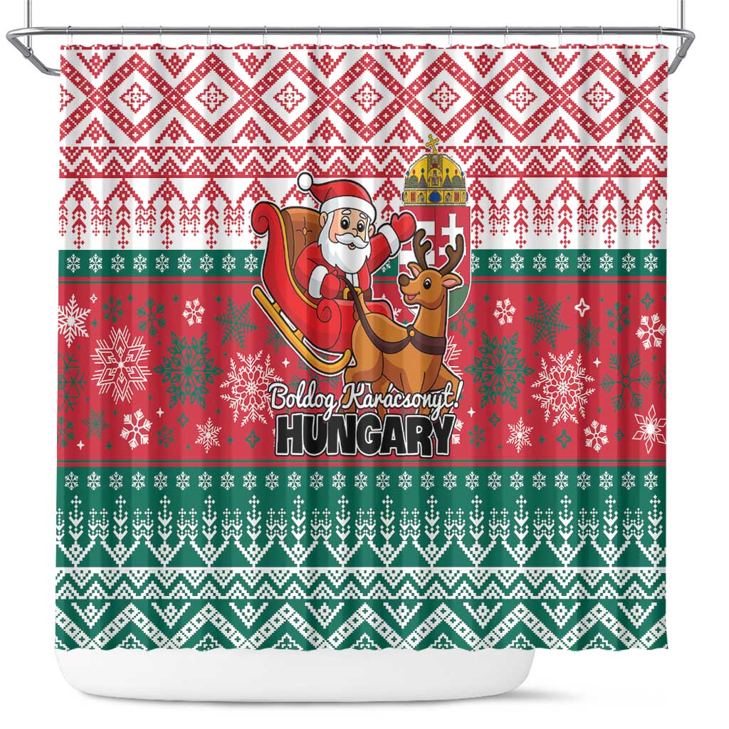 Hungary Christmas Shower Curtain Magyarorszag Boldog Karacsonyt