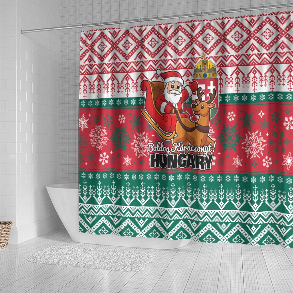 Hungary Christmas Shower Curtain Magyarorszag Boldog Karacsonyt