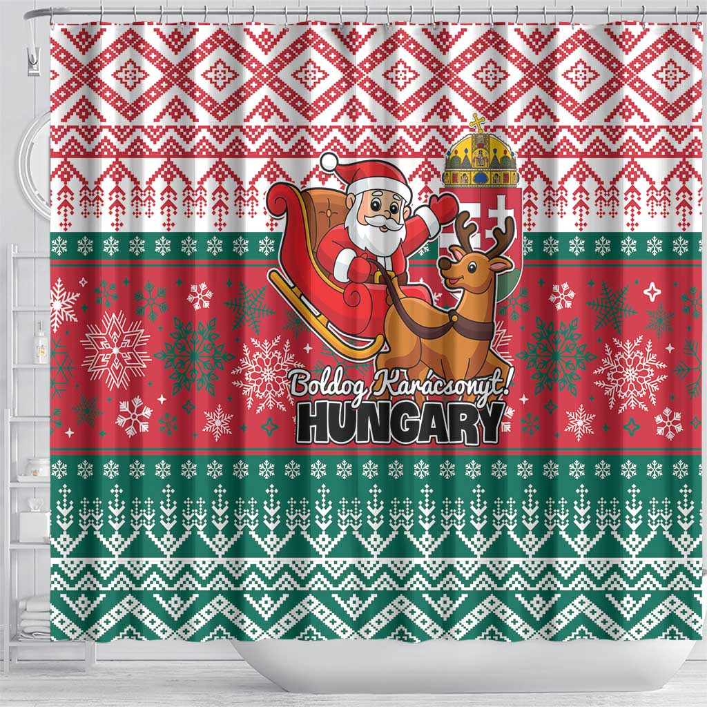 Hungary Christmas Shower Curtain Magyarorszag Boldog Karacsonyt