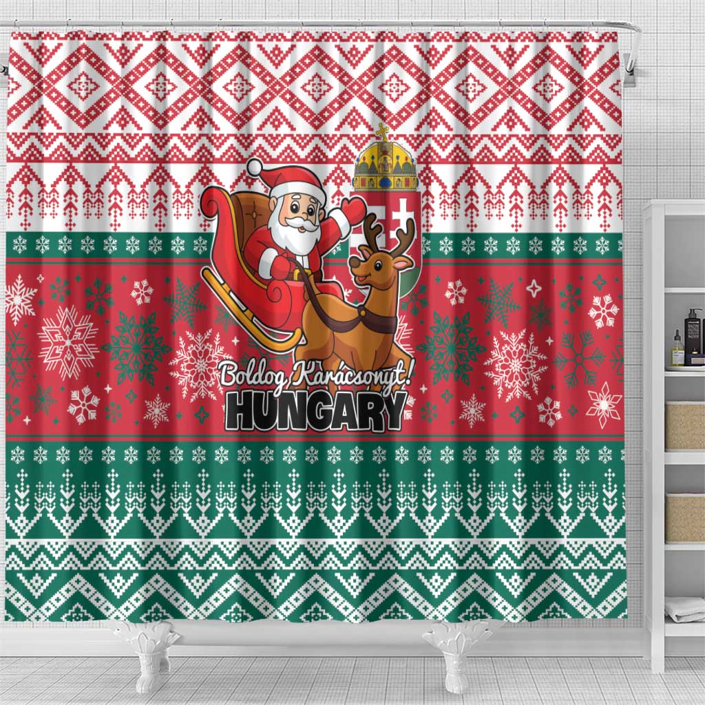 Hungary Christmas Shower Curtain Magyarorszag Boldog Karacsonyt