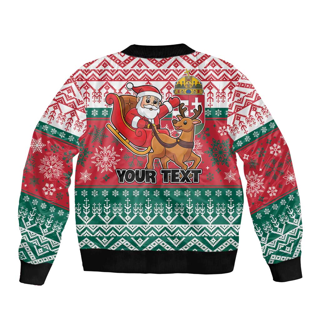 Personalized Hungary Christmas Sleeve Zip Bomber Jacket Magyarorszag Boldog Karacsonyt - Wonder Print Shop