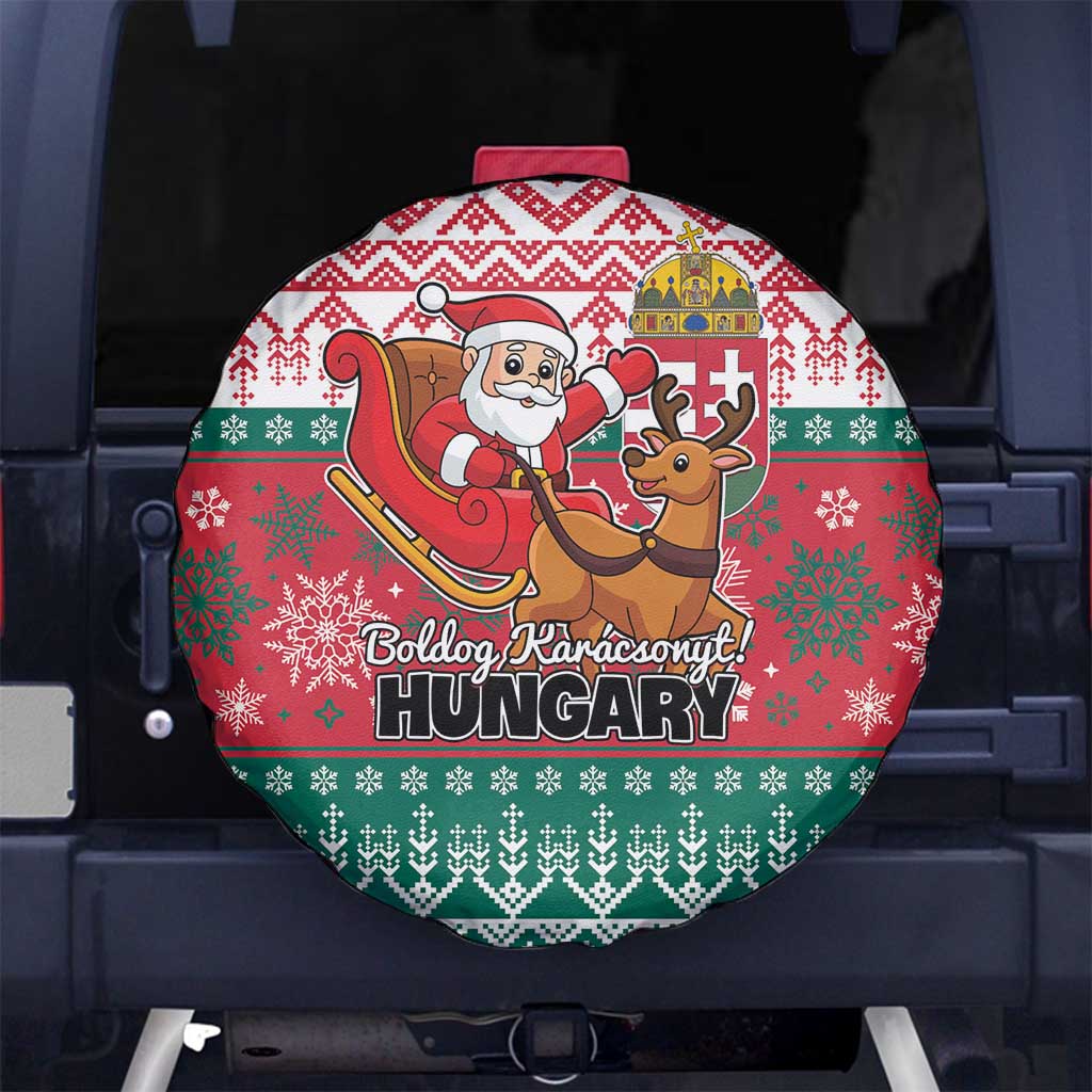 Hungary Christmas Spare Tire Cover Magyarorszag Boldog Karacsonyt - Wonder Print Shop