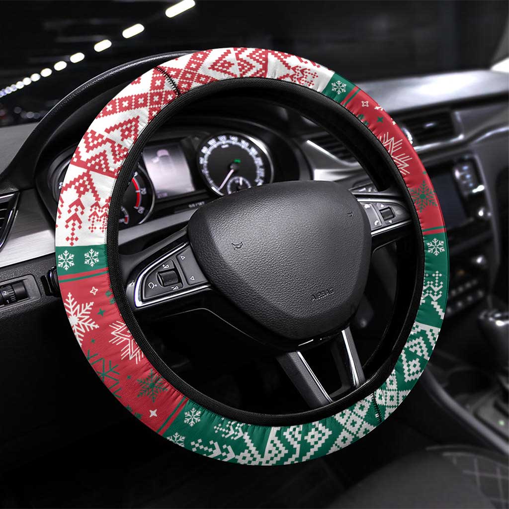 Hungary Christmas Steering Wheel Cover Magyarorszag Boldog Karacsonyt - Wonder Print Shop