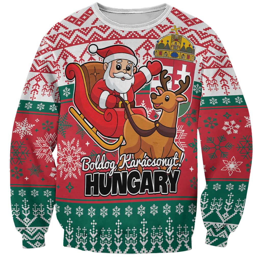 Personalized Hungary Christmas Sweatshirt Magyarorszag Boldog Karacsonyt - Wonder Print Shop