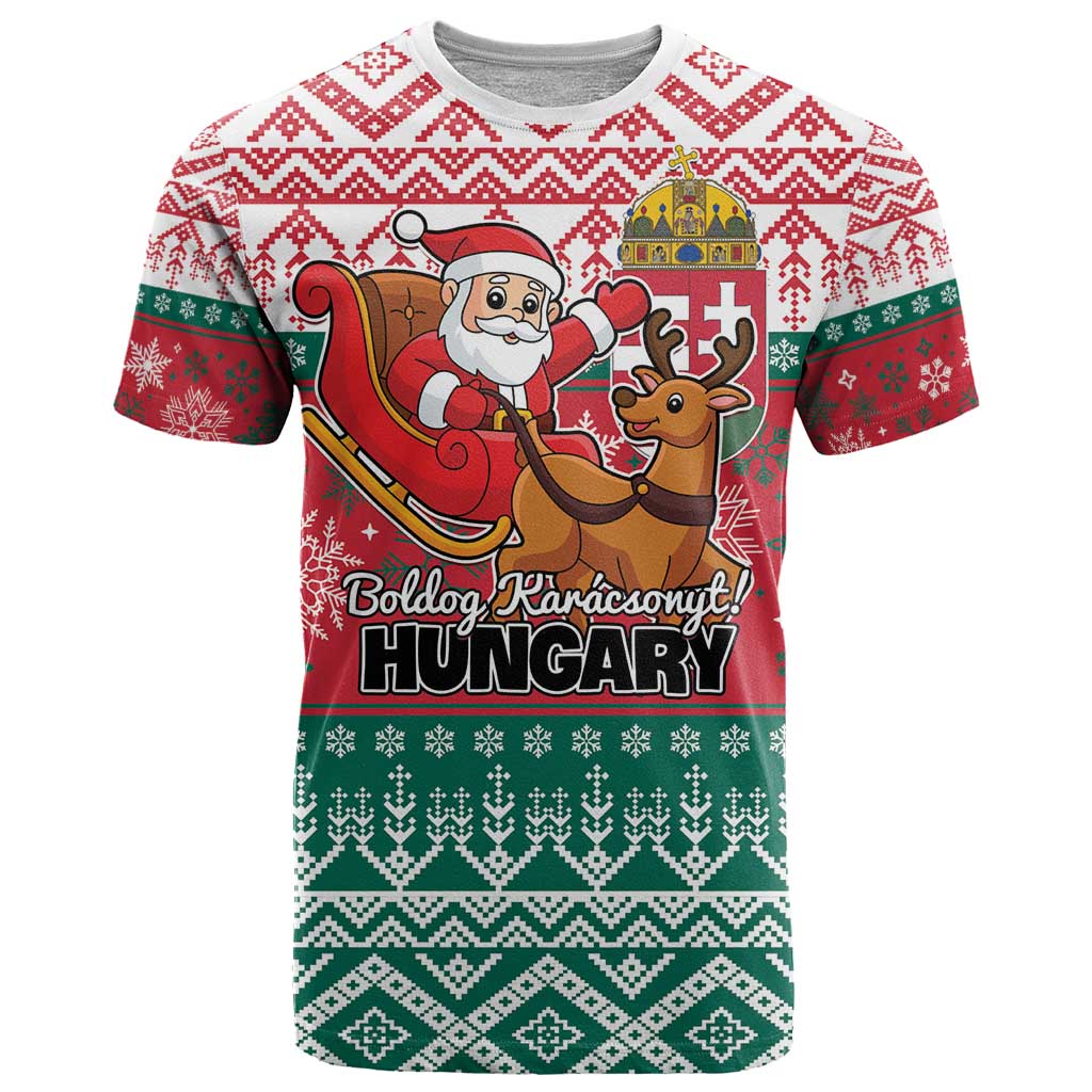 Personalized Hungary Christmas T Shirt Magyarorszag Boldog Karacsonyt - Wonder Print Shop