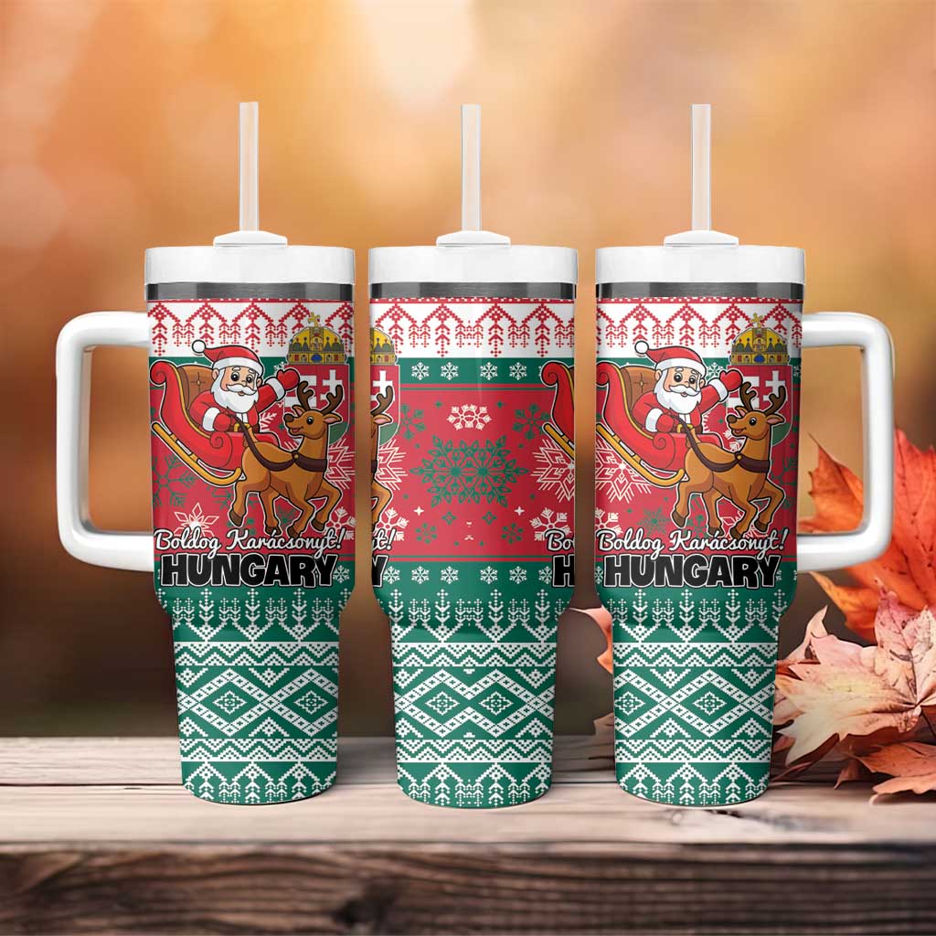 Hungary Christmas Tumbler With Handle Magyarorszag Boldog Karacsonyt - Wonder Print Shop