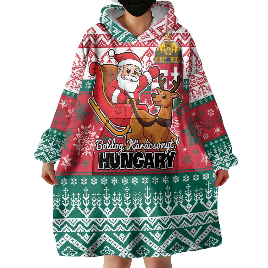 Personalized Hungary Christmas Wearable Blanket Hoodie Magyarorszag Boldog Karacsonyt - Wonder Print Shop