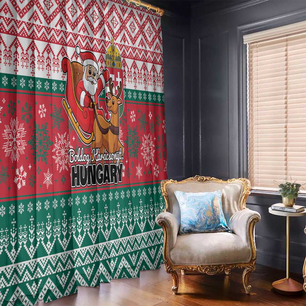 Hungary Christmas Window Curtain Magyarorszag Boldog Karacsonyt - Wonder Print Shop