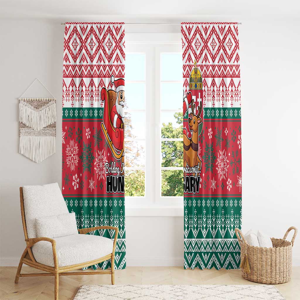 Hungary Christmas Window Curtain Magyarorszag Boldog Karacsonyt - Wonder Print Shop