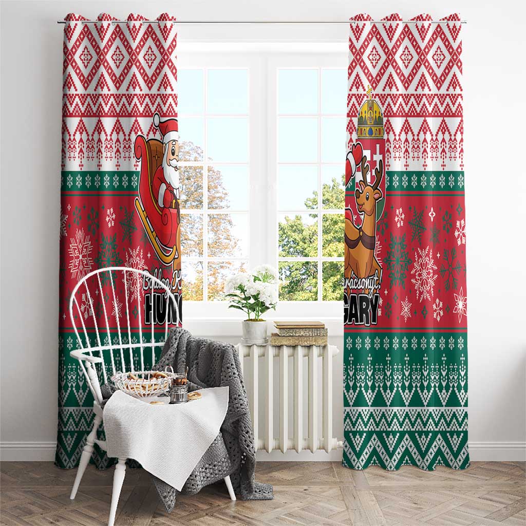 Hungary Christmas Window Curtain Magyarorszag Boldog Karacsonyt - Wonder Print Shop