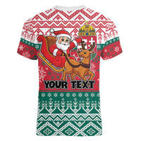 Personalized Hungary Christmas Women V-Neck T-Shirt Magyarorszag Boldog Karacsonyt - Wonder Print Shop