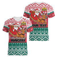 Personalized Hungary Christmas Women V-Neck T-Shirt Magyarorszag Boldog Karacsonyt - Wonder Print Shop