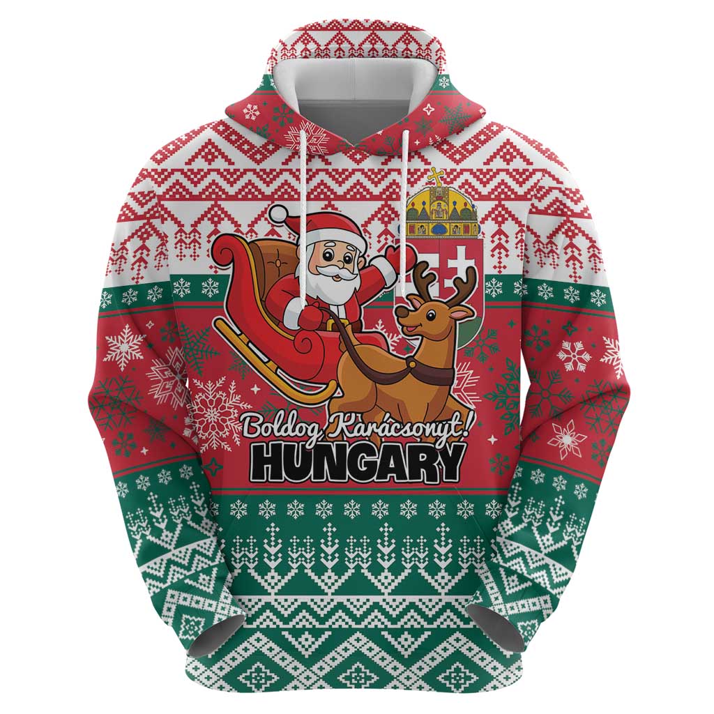 Personalized Hungary Christmas Zip Hoodie Magyarorszag Boldog Karacsonyt - Wonder Print Shop