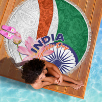 India Republic Day Beach Blanket Lotus Floral Paisley Pattern - Wonder Print Shop