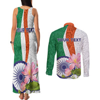 India Republic Day Couples Matching Tank Maxi Dress and Long Sleeve Button Shirt Lotus Floral Paisley Pattern - Wonder Print Shop